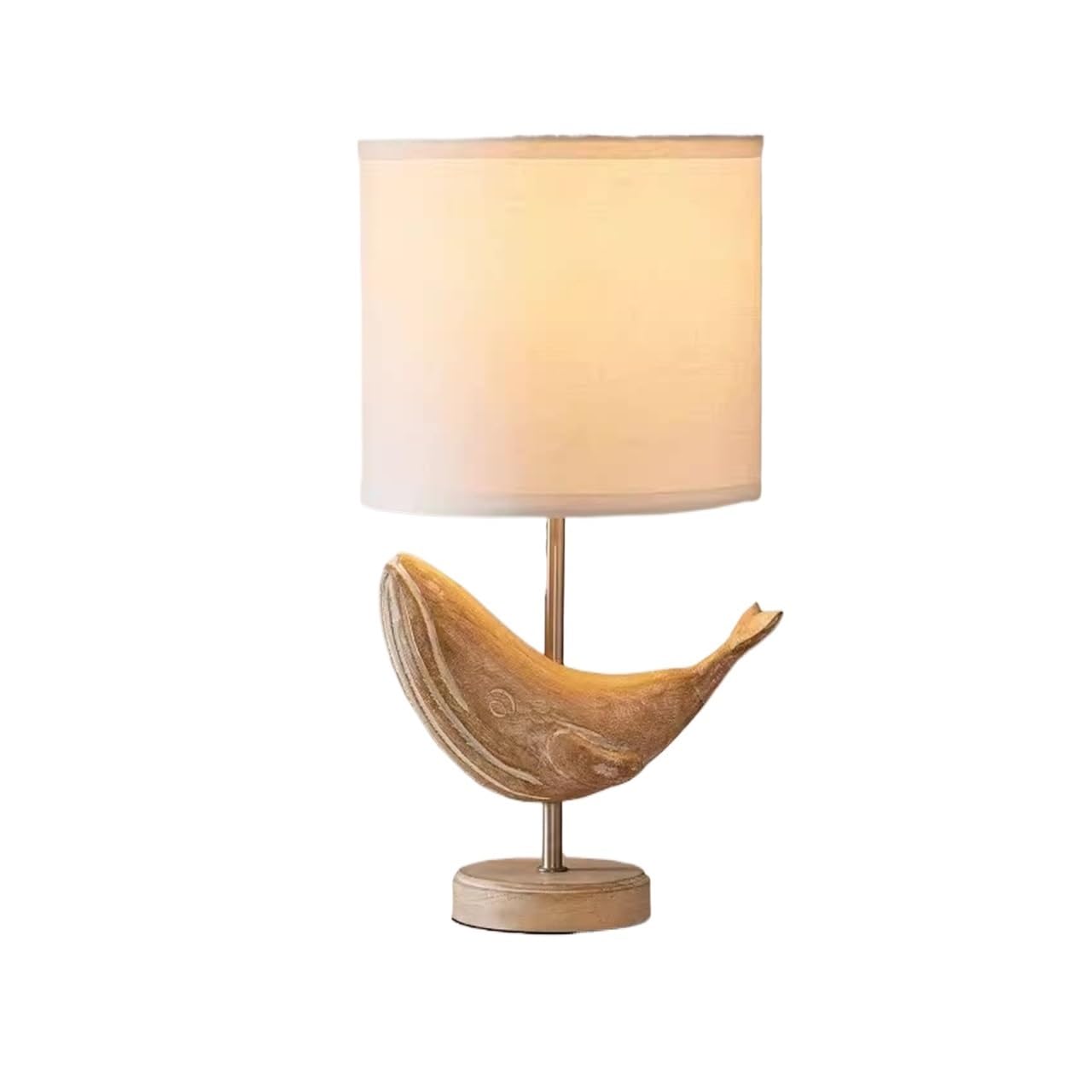 Ncaevgxrwjt Whale Modern Wood Fabric Table Lamp, Hand Carved Japanese Cream Bedside Desk Light For Bedroom Homestay Study(Whale)