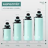 Fjbottle Butelka ze stali nierdzewnej do picia, sportowa z magnezycznym zamknięciem 1L, 800ml, 600ml, 400ml, bez BPA, szczelna butelka dla dzieci - nadaje się na napoje gazowane, 1500ml termos na wodę