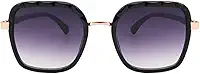 Óculos de Sol Quadrado Grande Premium Cristal Classico Retrô Blogueira UV400 Feminino - Modelo Hilton - Cacife Brand