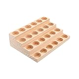 Healifty Essential Oil Storage Rack Wooden Nail Polish Display Holder 24 Slots 30ML Cosmetic Perfume Bottle Organizer Shelf for Makeup Bottles Nail Salon Bedroom