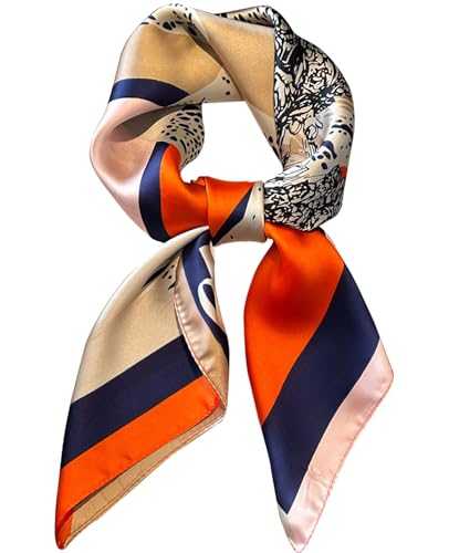 kcctoo 27.5 Mulberry Silk Feeling Head Scarf Womens Fashion Square Neck Satin Scarfs for Bag Hair Scarves Gift(B19)