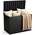 Outdoor Storage Box, 50 Gallon Waterproof Deck Storage Box, Lockable Patio Storage Bins for Package Delivery, Porch, Garden Tool, Cushions, Anti-Theft Weatherproof & UV-Resistant Parcel Drop Box