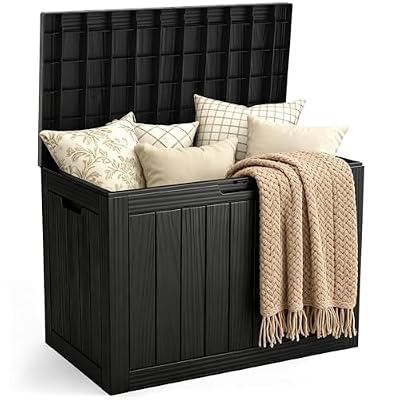 Outdoor Storage Box, 50 Gallon Waterproof Deck Storage Box, Lockable Patio Storage Bins for Package Delivery, Porch, Garden Tool, Cushions, Anti-Theft Weatherproof & UV-Resistant Parcel Drop Box