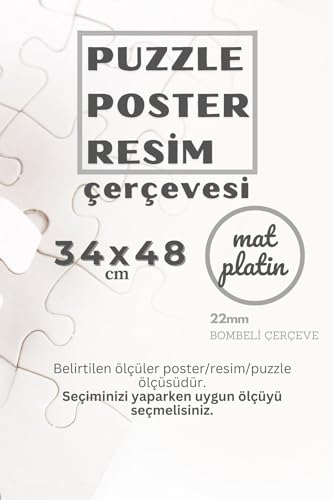 22lik Kahverengi Puzzle Poster Resim Çerçevesi PVCli Postersiz Resimsiz Çerçeve (Platin, 34x48)
