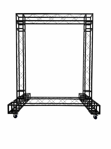 Black Truss Arch 6.5F Width 8.3F Height Mobile Portable DJ With Locking Wheels On Bases
