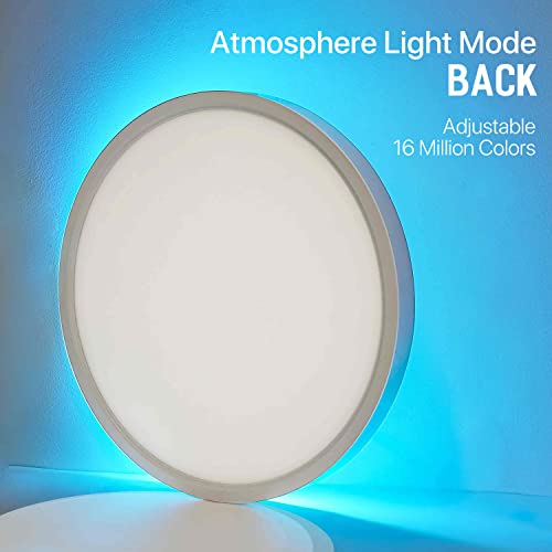 Melegan Smart Led Ceiling Light Flush Mount, 12 Inch 24W Ceiling Light Fixture Dimmable 2700K-6500K, Rgb Ambient Light Fixture Wifi Work With Alexa Google Home For Bedroom Living Room #TOP4