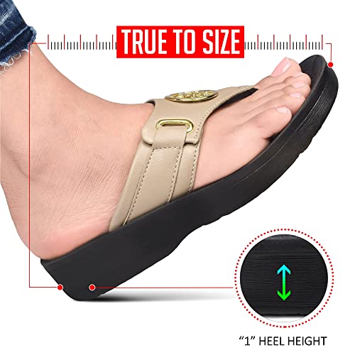 Aerothotic Hazel Casual Arch Supportive Thong Sandals For Women (6, Hazel Beige, Numeric_6) #TOP7