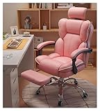  Chaise de bureau ergonomique en cuir avec support lombaire et repose-pieds, dossier réglable, chaise de bureau pivotante (type éponge noire, rose et blanche)