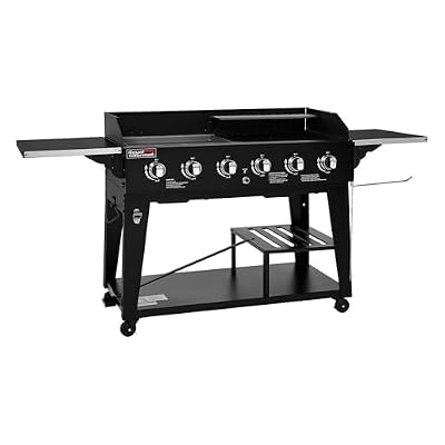 Royal Gourmet GD601B 6-Burner Gas Grill and Griddle Combo, Large Cooking Capacity Propane Grill & Griddle 2-in-1, 78,000 BTU Output for Back Yard, Garden, Family Party, BBQ, Black