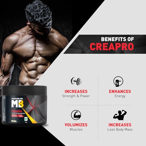 Image of MuscleBlaze CreaPRO Creatine Monohydrate Powder with Creapure, Unflavoured (33 Servings, 100g) & Omega 3 Fish Oil Capsules (30 Capsules) | 1000mg with 180mg EPA & 120mg DHA | Pack of 2