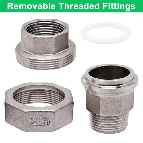 Image of 2Pcs Cast Pipe Fittings Union, 3 /4 inch NPT Male x 3 /4 inch NPT Female Thread 304 Stainless Steel Hex Head for Industrial, Class 150