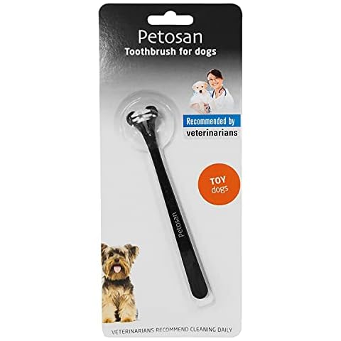 Petosan Double-Headed Toothbrush for Toy Dogs, Black,white Cover