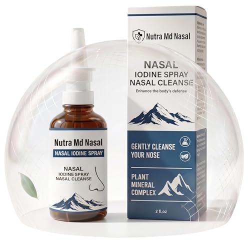 Nutra Md Nasal Iodine Spray, Daily Nasal Cleanse & Care Mist, 100% Natural Mineral Formula, Fine Mist Sprayer, 150+ Uses, Nasal Hygiene Support (2 fl oz) (1pcs)