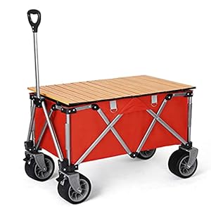 Garden Trolley Draagbare Campingtrolley Met Tafelbord, Opvouwbare Opbergtrolley Voor Op Reis/Picknick, Gemakkelijk Mee…