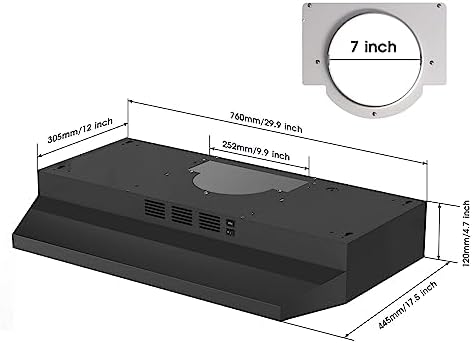 SNDOAS Range Hood 30 inch Under Cabinet, Ducted/Ductless Convertible Kitchen Hood, Stainless Steel Vent Hood with LED Light,Under Cabinet Hood with 2 Speed Exhaust Fan,Black - 4