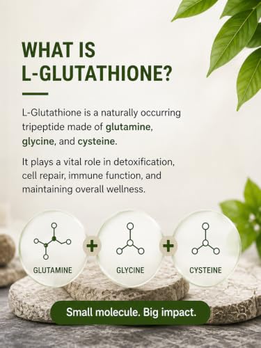 Image of L-Glutathione 500mg Capsules | Powerful Antioxidant Support | Skin Health & Radiance | Detox & Immune Support | Reduced Glutathione Supplement | 60 Veg Capsules