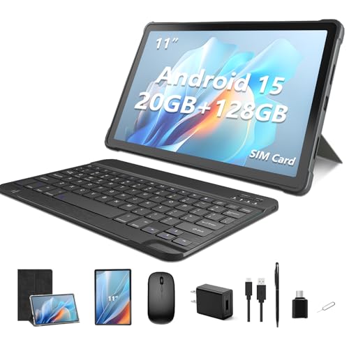 Image of NOBKLE 11 Inch Android 15 Tablet with 4G LTE SIM Slot, 20GB RAM 128GB Storage, Octa-Core Processor, HD IPS Display, Quad Speakers, WiFi, Bluetooth, Long Battery Tablet for Work Study Travel Silver