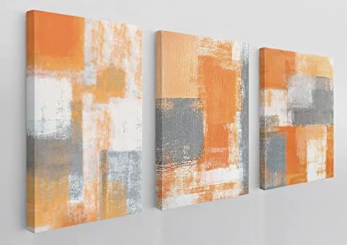 BXFAHZJ Abstract Modern Orange Brown Grey Graffiti Wall Art Canvas Farmhouse Graffiti Theme 11x14 Inch Prints(Set Of 3) Decor For Home Bedroom Living Room, Gift For Housewarming