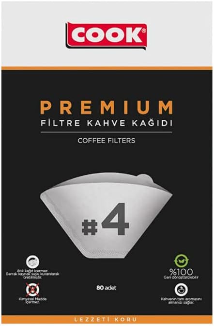 COOK Premium Filtre Kahve Kağıdı - Ebat 4, 80 adet