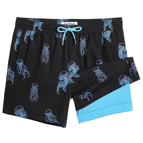 Image of maamgic Mens 5 Inch Stretch Swimming Shorts Compression Liner Swim Trunks Swimwear Bathing Suits Beach Wear Swim Suits