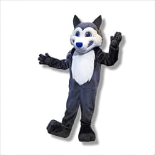 College Dark Grey Husky Dog Mascot Costume Adult Size for Men & Women with Built-in Fan Inside the Head