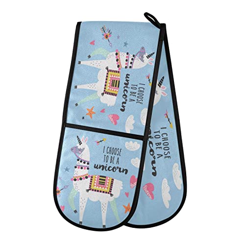 Double Oven Glove Cute Lama Llama Alpaca Heat Resistant Double Ovens Mitt Modern Cooking Gloves Potholders