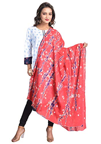 Image of Women's Pure Cotton Multi-Colored Traditional Authentic Tie Dye with Bandhej Bandhani Dupatta Chunni