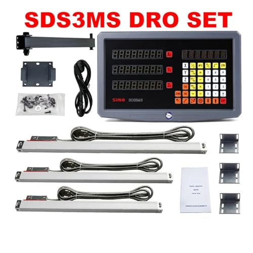 Image of Digital Linear Scale, 3 Axis Digital Readout Set /Kit and 3PCS Linear Glass Scales Encoder 5U TTL Working Stroke Length 100 to 1000MM(SDS3MS DRO Set)