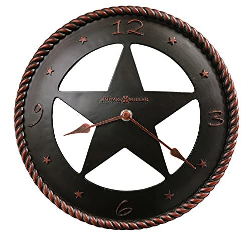 Howard Miller Maverick Wall Clock 625-445 – Cast Resin Western Star, Molded Rope Edge, Oil Rubbed Bronze Finish, Start Hour Markers Plus Spade Hands, Quartz Movement #TOP16