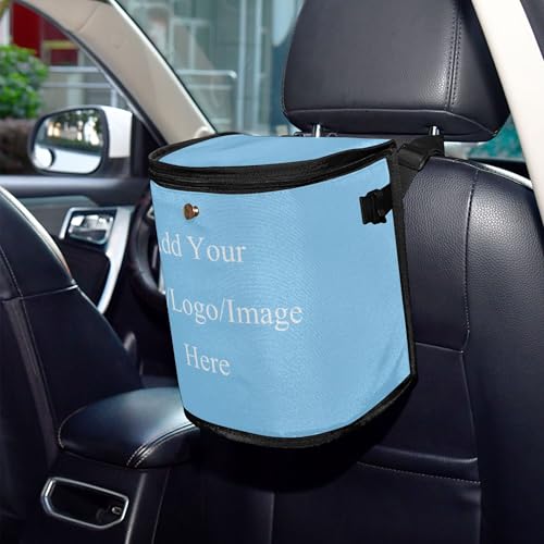 Image of Wudan Custom Light Blue Car Garbage Can with Lid Lid Leak Proof Trash Container for Car Must Have Accessories
