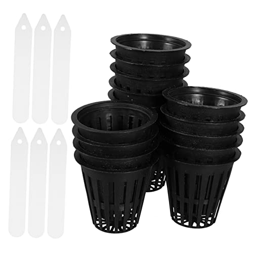 IWOWHERO 1 Juego Canasta de siembra Adornos Vegetales para macetas Tazas hidropónicas Torre de hidroponía té Mugs Cup Planta macetas de Red de Malla cestas de jardinería el plastico Black