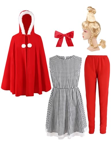 Bapbog Who Lou Costume for Women 5 Pcs Red Christmas