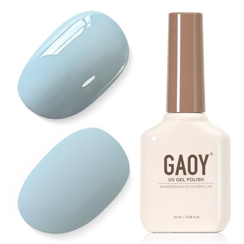 GAOY Blue Highly pigmented Gel Polish 16ml Self-Leveling Soak Off Gel Polish UV Light Cure for Nail Art DIY Manicure at Home 4324 Sky Blue