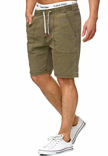 Indicode Caballero Stoufville Pantalones Cortos Chinos con 3 Bolsillos y cordón de 98 % algodón | Más Corto Pantalón Regular Fit Bermuda Stretch Men Pants Verano para Hombres Ejército M