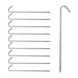 Relaxdays Bodenanker 10er Set, extra lang, stabil, XL Erdanker für Zelte, Pavillons, Stahl verzinkt, 45 cm lang, Silber