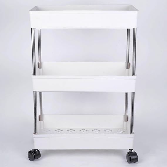 Kitchen Trolley with Wheels, 3 Layer Kitchen Organizer Accessories Items & Storage Onion Potato Rack, Vegetable Basket for Kitchen Storage (White)-image-29