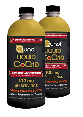 Qunol Liquid CoQ10 100mg, Superior Absorption Natural Supplement Form of Coenzyme Q10, Antioxidant for Heart Health, Orange Pineapple Flavored, 60 Servings, 20.3 oz Bottle, Twin Pack