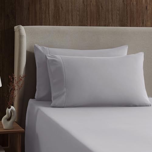 Image of Nestl Twin Bed Sheet Set - Grey Lavender - 3-Piece Deep Pocket | Instantly Soft, Night-One Ready (No Wash Required). Fits 16-Inch Deep Pockets, 360-Degree Elastic Grip