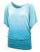 LL WT1052 Womens Round Neck Short Sleeve Dip-Dye Dolman Top XXL AQUA