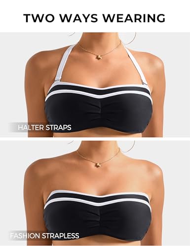 SUUKSESS Women High Waited Bandeau Bikini Sets Halter High Cut 2 Piece Swimsuit2