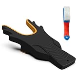 Ludvento Boot Jack with Cleaning Brush & Anti-Slip Base, Heavy Duty Boot Remover and Shoe Puller Tool for Cowboy Boots, Work Boots, Colorfast Rubber Grip Protects Leather, Lucky Elk Design,Yellow