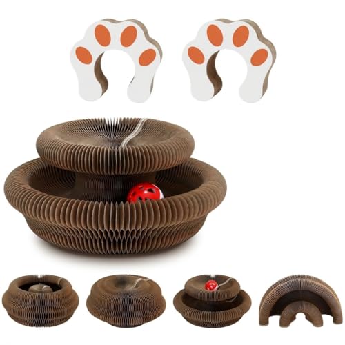 Katzenwirbel Katzenliebling Faltbarer Organ Katzenkratzer Magisches Wellpapier verschleißfest und fusselfrei stark magnetisch Langeweile lindernd Katzenspielzeug (2 Stück)