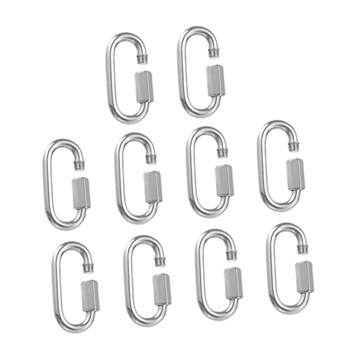 Uonlytech 10pezzi Maglia Di Catena Vite Ad Anello e Maglia Rapida Per Connettore Per Corda Gancio Per Catena Resistente Alla Corrosione Antiruggine Durevole Per Campeggio Pesca Escursionismo