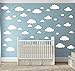 31 pcs Mix Size 4-10 inch White Clouds Wall Decal Sticker for Kids Bedroom Decor -DIY Home Decor Vinyl Clouds Mural Baby Nursery Room Wallpaper Art Wall Decoration Poster YYU-14 (White)