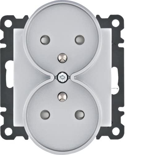 Lumina WL1342 hager polo 8694407002723 Socket Socket with Earthing Double with Contact Panel 16A/250VAC Silver