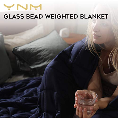 Ynm Weighted Blanket With Cotton Duvet Bundle | 60''X80'' 15Lbs, Suit For One Person(~140Lb) Use On Queen/King Bed | Navy #TOP2