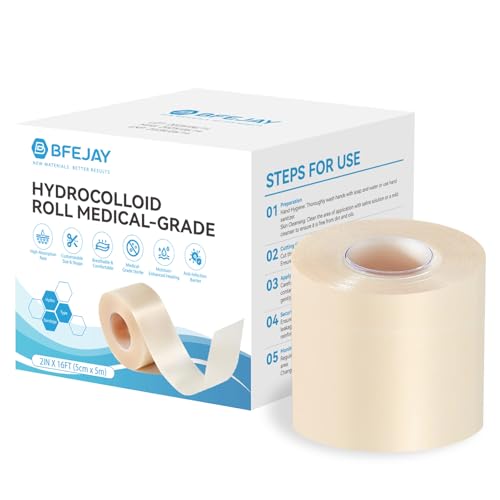 Image of Hydrocolloid Bandages for Wound Care, Medical-Grade Hydrocolloid Roll with Self-Adhesive, Ultra Absorbent, Flexible & Waterproof, Cut-to-Size First Aid Kit Essential (2in*16ft)