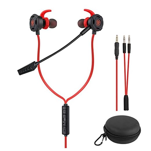 BlueFire Wired Gaming Earphone 3.5 MM E-Sport Earphone Noise Cancelling Stereo Bass Gaming Headphone with Adjustable Mic for PS4, Xbox One, Laptop, Cellphone, PC (Red)