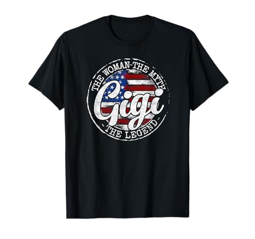 Gigi Woman Myth Legend USA Flag Mothers Day Grandma to Be T-Shirt