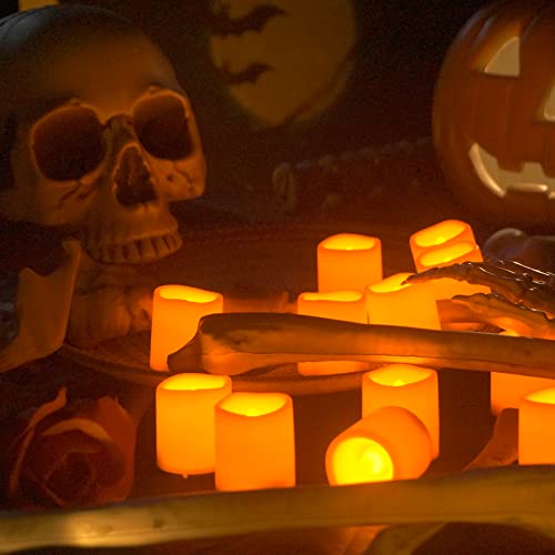 Image of Orange Battery Operated Flameless LED Votive Candles for Halloween 24 Pack